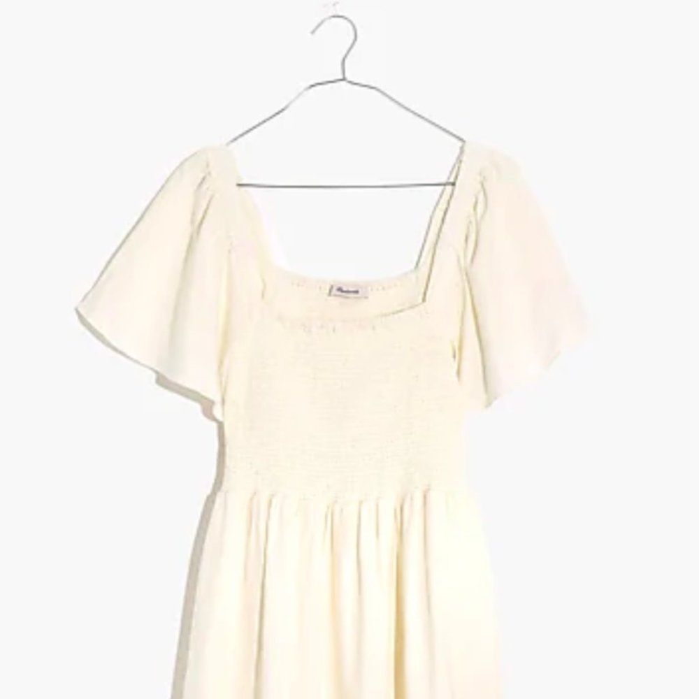 Linen-Blend Lucie Smocked Midi Dress